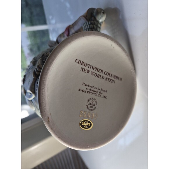 "Christopher Columbus New World" Vintage Lidded Ceramic Beer Stein 1992 Avon - Picture 9 of 11